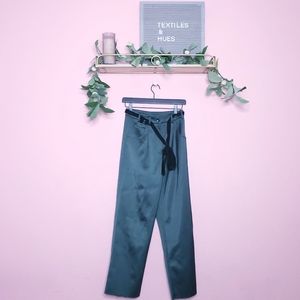 Madeinam Silky High Rise Straight Leg Pants Velvet Belt